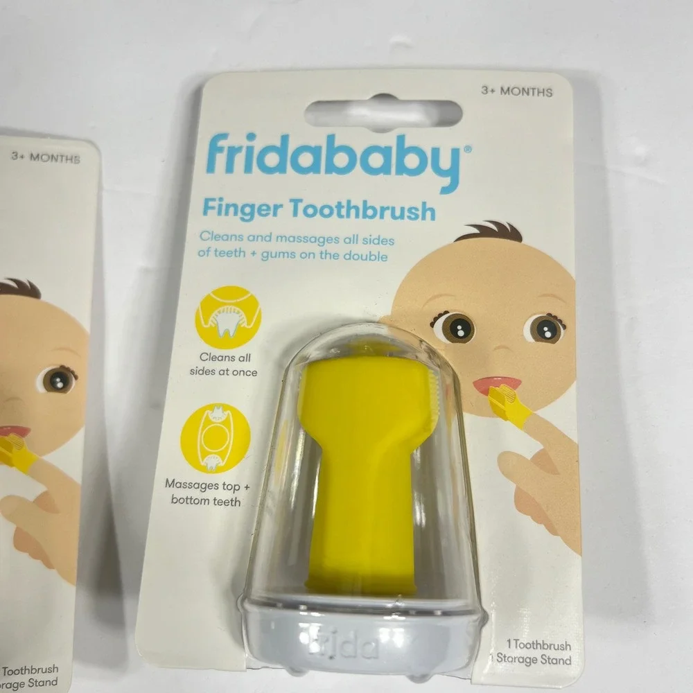 Fridababy Finger Toothbrush Silicone Oral Care Yellow Unisex 3+ Months 2 Pack